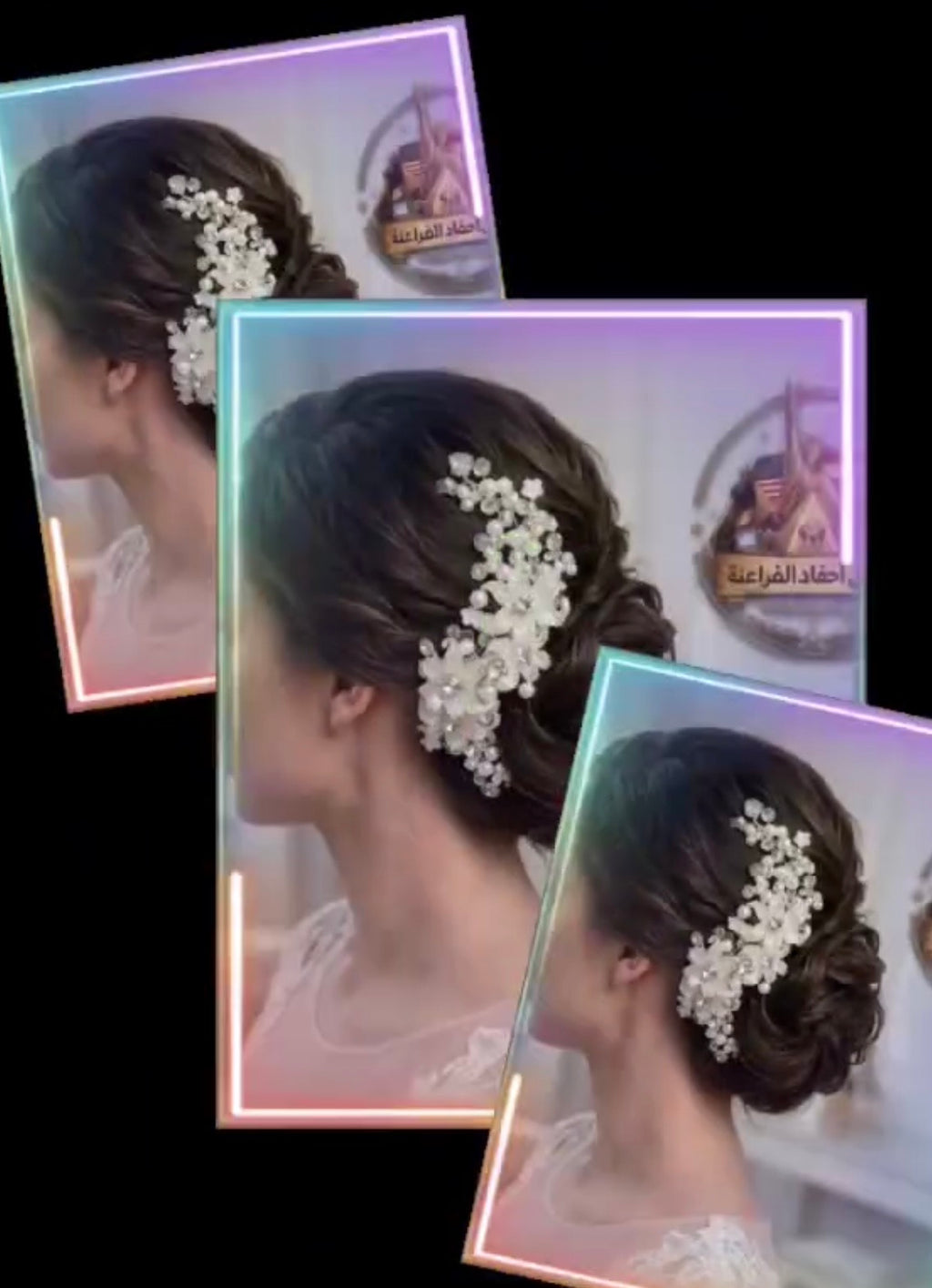 Handmade Bridal Hair Vine with White Flowers, Pearls & Crystals
