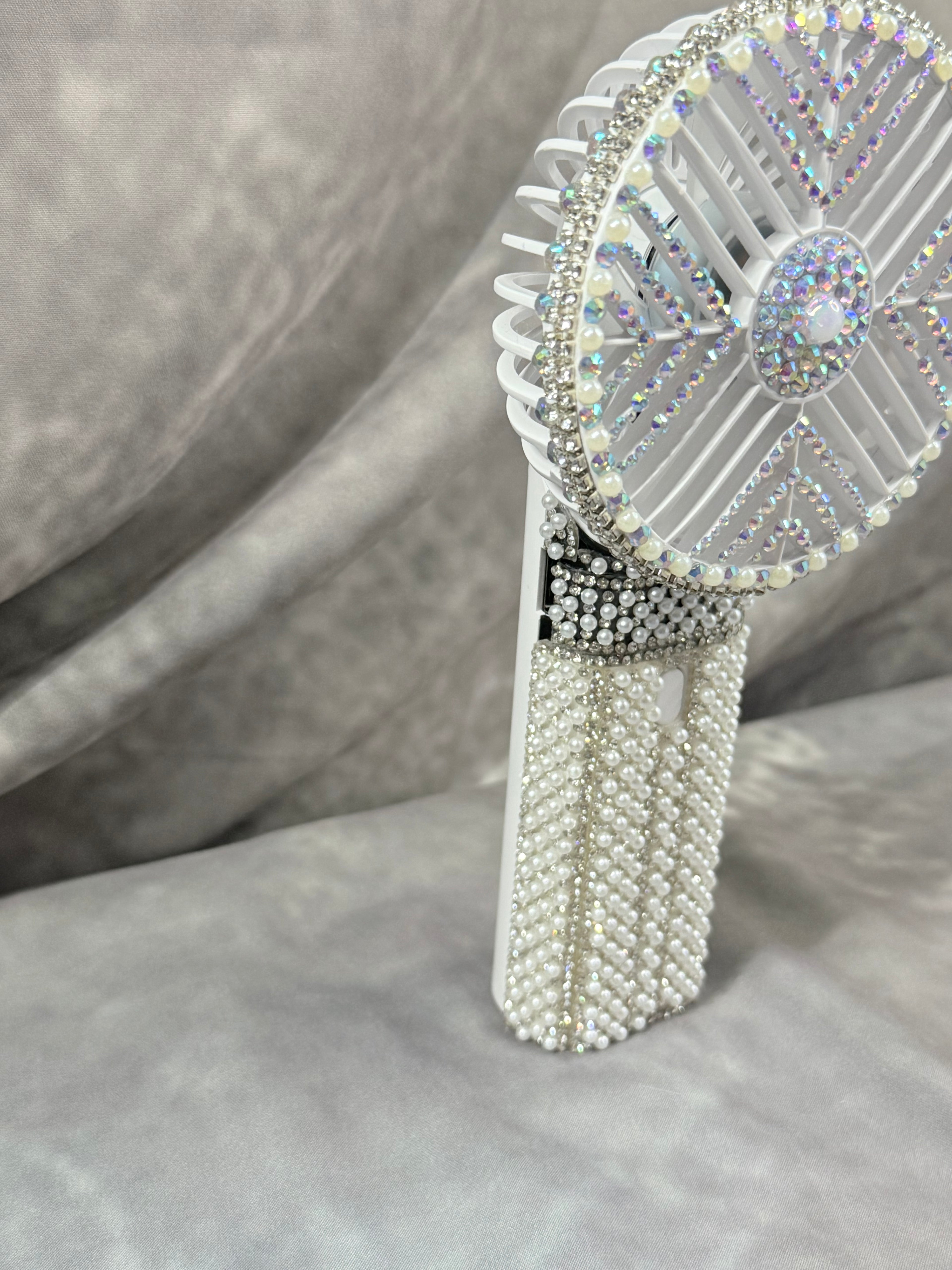 Luxury Bridal Handheld Fan – White or Navy Crystal Fan