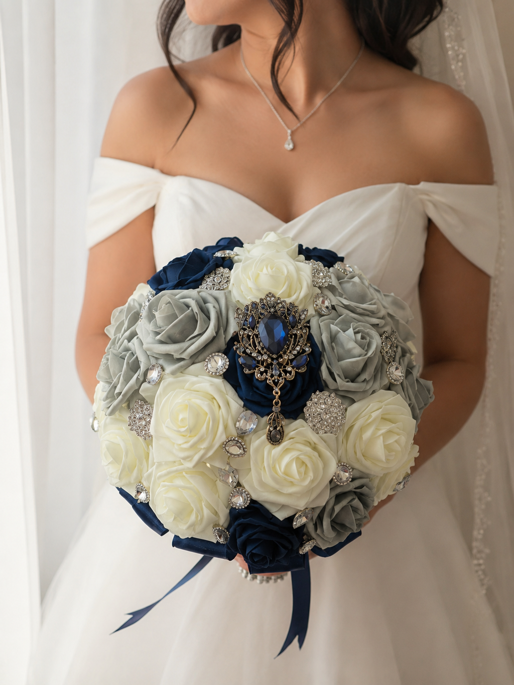Luxury Navy Blue Bridal Bouquet
