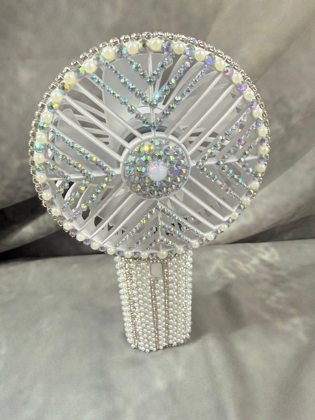 Luxury Bridal Handheld Fan – White or Navy Crystal Fan