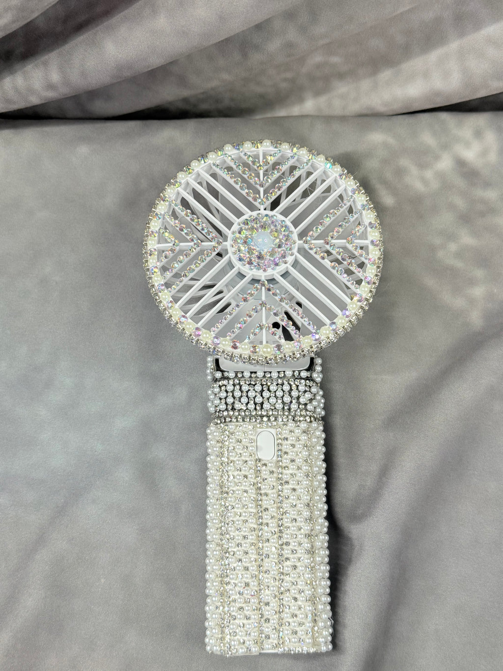Luxury Bridal Handheld Fan – White or Navy Crystal Fan