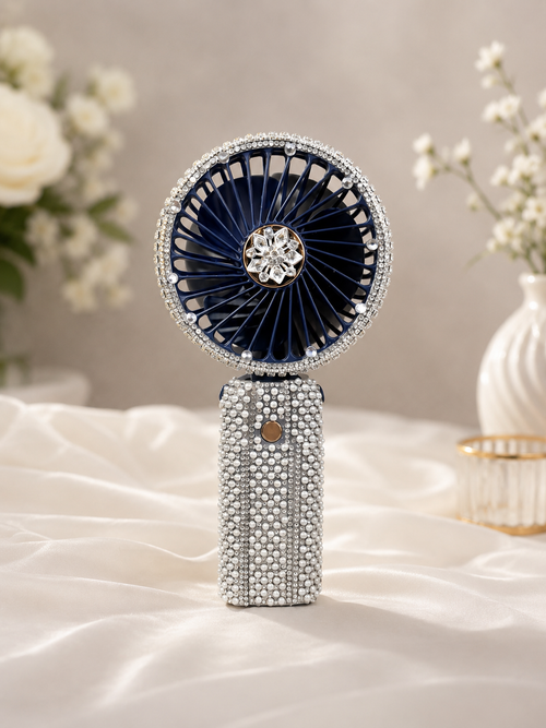 Luxury Bridal Handheld Fan – White or Navy Crystal Fan