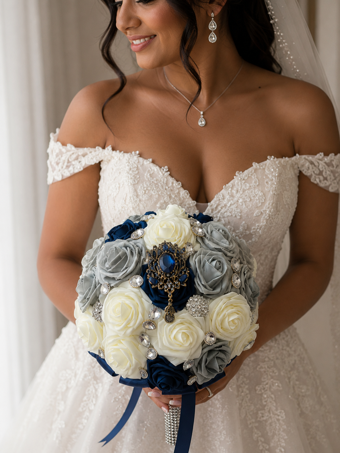 Luxury Navy Blue Bridal Bouquet