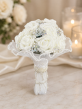 The Pearl Breeze – Luxury Bridal Bouquet & Hand Fan Set