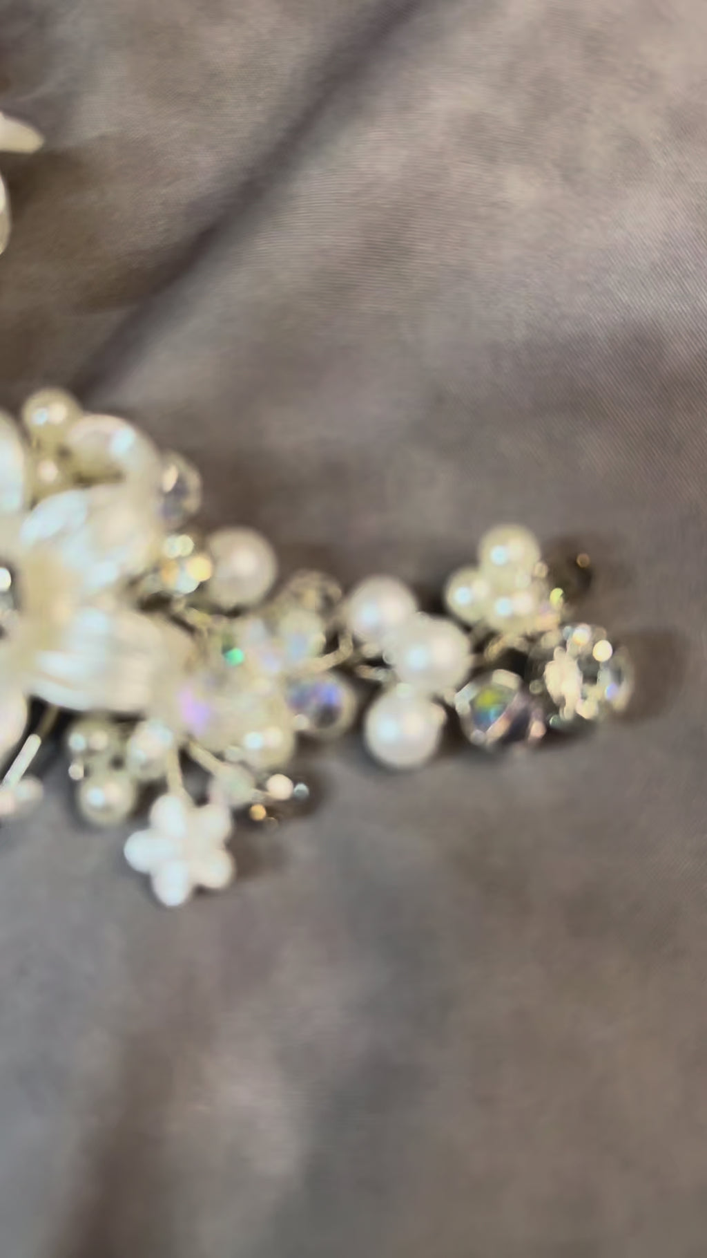 Handmade Bridal Hair Vine with White Flowers, Pearls & Crystals